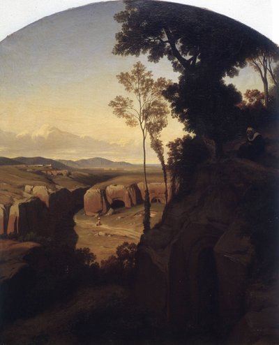 Vista de las canteras de Cervara, cerca de Roma de François Edouard Bertin