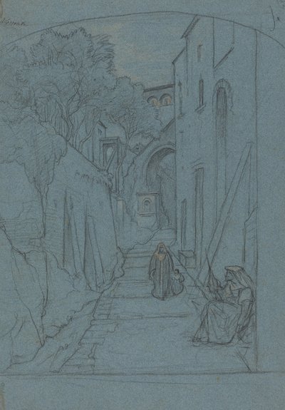 Vista de una calle en Sorrento de François Edouard Bertin