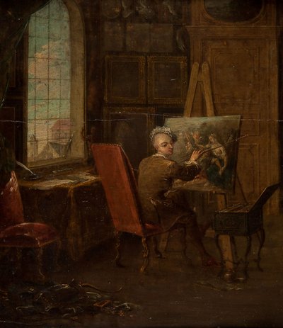 Autorretrato del artista en su estudio, sosteniendo un mahl-stick de Francois Eisen
