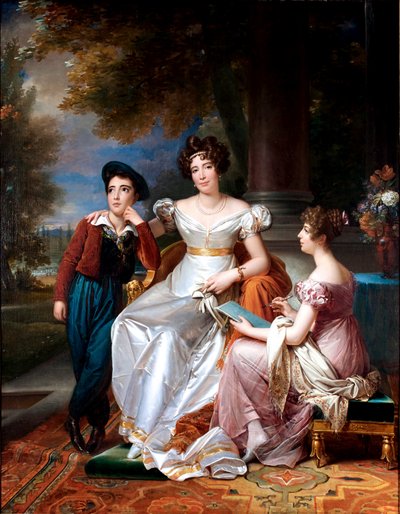 Francés: Portrait de la comtesse du Cayla avec ses enfants Ugoline et Ugolin sur la terrasse du château de Saint-Ouen Retrato de la condesa de Cayla y sus dos hijos de François Gérard