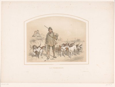Cazador con diez perros de caza La promenade (título sobre objeto) de François Grenier