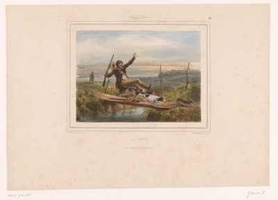 Hunter tropieza con un puente estrecho
La chûte (título en el objeto)
Cazadores con armas (título de la serie)
Chasses au Tir (título de la serie en el objeto) de François Grenier