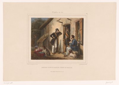 Los cazadores se reúnen con el guarda de caza por la mañana
Rendez-vous du matin, chez le garde (título en el objeto)
Cazadores con armas (título de la serie)
Chasses au Tir (título de la serie en el objeto) de François Grenier