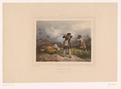 Dos cazadores cazando perdices
Le jour de guignon (título en el objeto)
Cazadores con armas (título de la serie)
Chasses au Tir (título de la serie en el objeto) de François Grenier