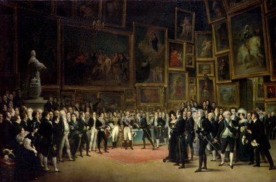Carlos X entregando premios a los artistas al final de la exposición de 1824 de François Joseph Heim