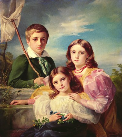 Leon Suys y sus dos hermanas, siglo XIX de François Joseph Navez