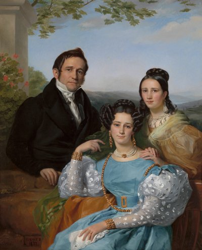 Retrato de Théodore Joseph Jonet y sus dos hijas, 1832 de François Joseph Navez