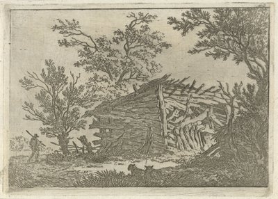 Paisaje con un granero en ruinas de François Joseph Pfeiffer (II)