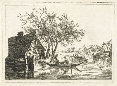 paisaje de río con granja de François Joseph Pfeiffer (II)