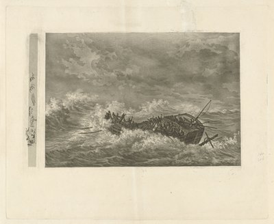 Mar tormentoso con barco que se hunde de François Joseph Pfeiffer (II)