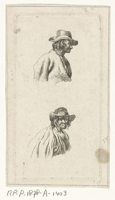 Dos bustos masculinos, con sombrero de François Joseph Pfeiffer (II)