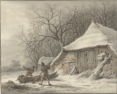 Paisaje invernal con granja cerca del Voorbroek en Terborg de François Joseph Pfeiffer (II)