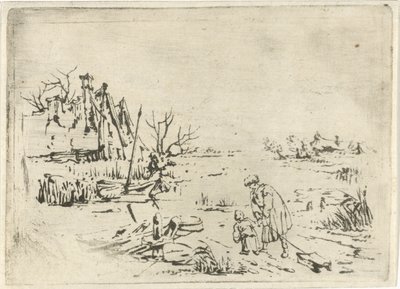 paisaje de invierno con granjas de François Joseph Pfeiffer (II)