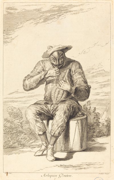 Arlequín Glotón de François Joullain after Claude Gillot