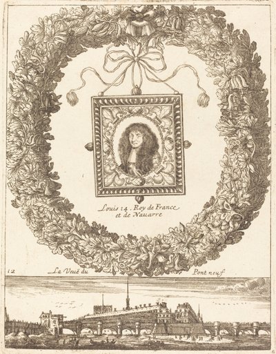 La vista del Pont Neuf; Luis XIV Rey de Francia y de Navarra de François Le Febvre