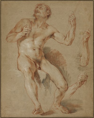 Hércules sentado, estudio para Hércules y Ónfale de François Le Moyne
