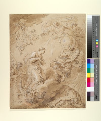 La Inmaculada Concepción, c.1700-37 (tinta, aguada y gouache sobre papel) de François Lemoyne