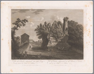 Vista de las tumbas de Horatii y Curiatii (Albano) Vistas de Roma (título de la serie) de François Morel