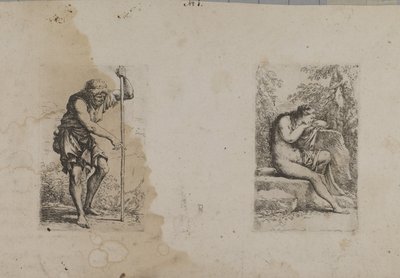 Hombre de pie, sosteniendo un bastón... Mujer sentada... de François Morel