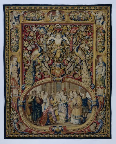 Cristo y la mujer sorprendida en adulterio, en un cartucho y una decoración grotesca de François Spiering (possibly)