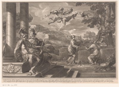 Personificaciones sentadas del Genio y la Filosofía con ninfas plantando rosas de François Spierre