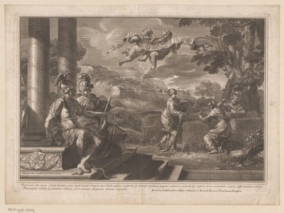 Personificaciones sentadas del Genio y la Filosofía con ninfas plantando rosas de François Spierre