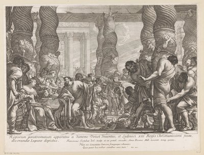Sansón es llevado a una columna en el templo de Dagan de François Tortebat
