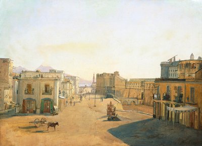 Largo del Castello con la Linterna desde el Muelle en Nápoles de François Vervloet