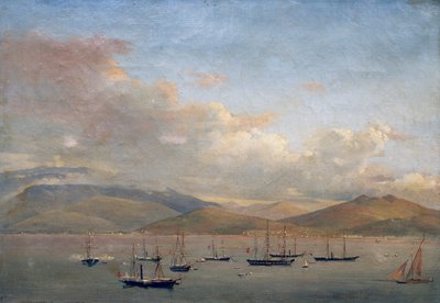 Flotas napolitana, francesa y española en la bahía de Gaeta de François Vervloet