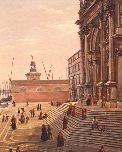 Escaleras que conducen a la Basílica de Santa María de la Salud en Venecia, por Frans Vervloet (1795-1872), Italia de François Vervloet