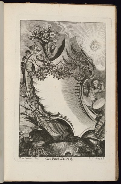 Cartucho con Cornucopia y Sol, Libro de Cartuchos Irregulares de François de Cuvilliés the Elder