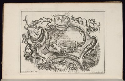 Cartucho con putto soplando una concha, Libro de Cartuchos Irregulares de François de Cuvilliés the Elder