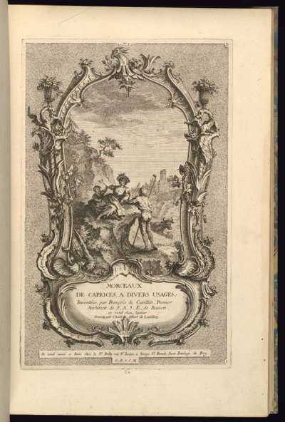 Diseño para cartucho con compartimentos grandes y pequeños de François de Cuvilliés the Elder