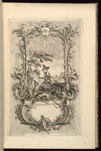 Diseño para cartucho con compartimentos grandes y pequeños de François de Cuvilliés the Elder