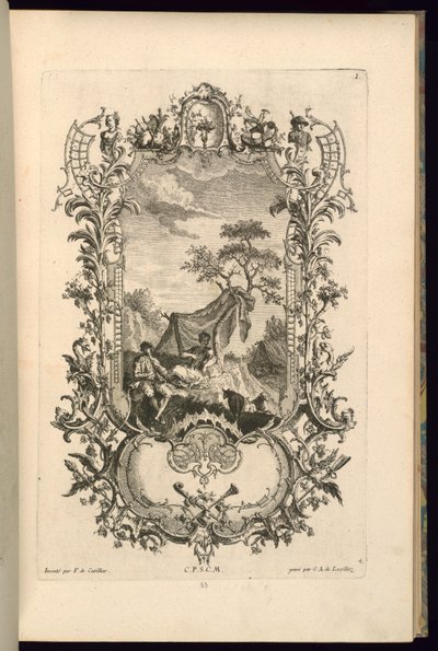 Diseño de cartucho con compartimentos grandes y pequeños de François de Cuvilliés the Elder