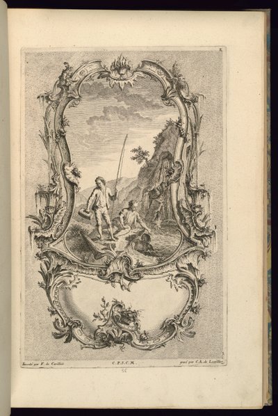 Diseño para cartucho con compartimentos grandes y pequeños de François de Cuvilliés the Elder