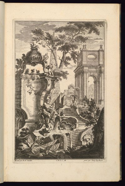 Diseño para fuente con un dios del río de François de Cuvilliés the Elder