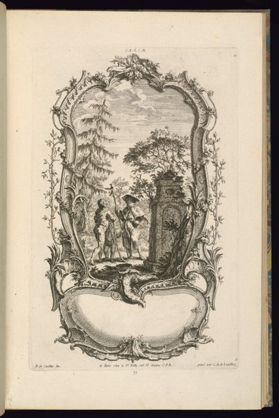 Diseño para un cartucho con compartimentos grandes y pequeños de François de Cuvilliés the Elder