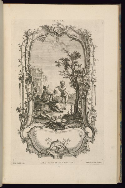 Diseño para un cartucho con compartimentos grandes y pequeños de François de Cuvilliés the Elder