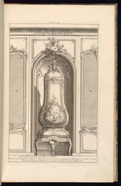 Diseño de una estufa de tierra barnizada en blanco... Diferente de François de Cuvilliés the Elder