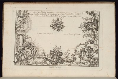 Dos cuartos de un techo, Nouveau Livre de Plafonds Irréguliers (Nuevo libro de techos irregulares) de François de Cuvilliés the Elder
