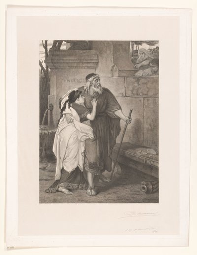 Edipo ciego dirigido por Antígona de François de Meersman (signed by artist)