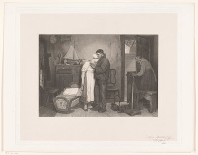 Visser Interior con una pareja en duelo en una cuna vacía de François de Meersman (signed by artist)
