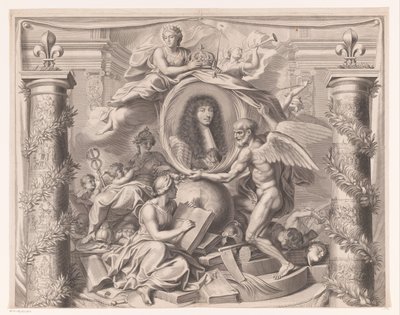 Retrato alegórico de Luis XIV (parte superior) de François de Poilly (I)