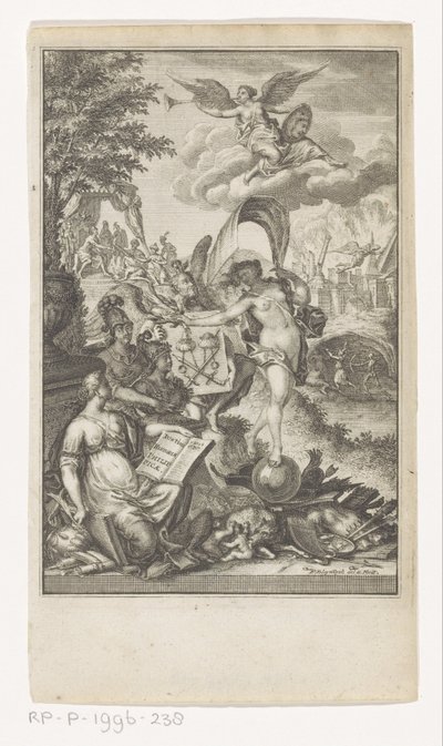 Alegoría de la victoria de Macedonia Titelpage voor: Marcus Iunianus Justinus en Abraham Gronovius, Justin Historiae Philippicae, 1719 de François van Bleyswijck