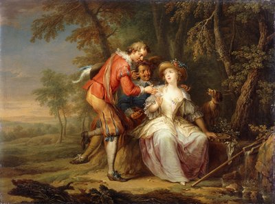 Escenas alegóricas amorosas en paisajes boscosos de Frans Christoph Janneck