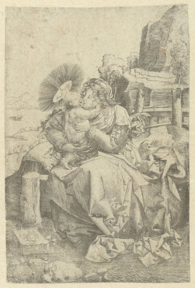 virgen y el niño en un paisaje de Frans Crabbe van Espleghem