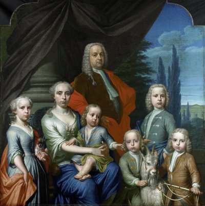 Willem Philip Kops (1695-1756), con su esposa e hijos de Frans Decker