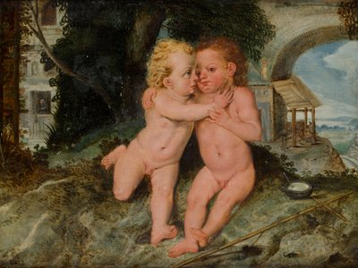 Niño Jesús con Johannesknaben de Frans Floris