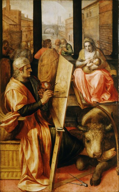 San Lucas pintando a la Virgen María (óleo sobre tabla) de Frans Floris